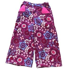 Hanna Andersson corduroy purple pink blue floral wide leg pants